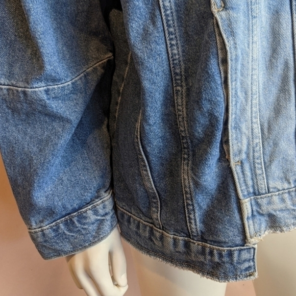 Patchwork by Stradivarius Oversized Two Tone Wash Denim Jacket size Small - Picture 3 of 14